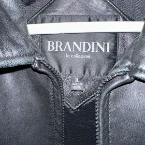 Branding leather bomber jacket